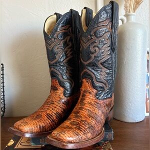 Corral Exotic Lizard Print Western Boots Brown Black Size 7M